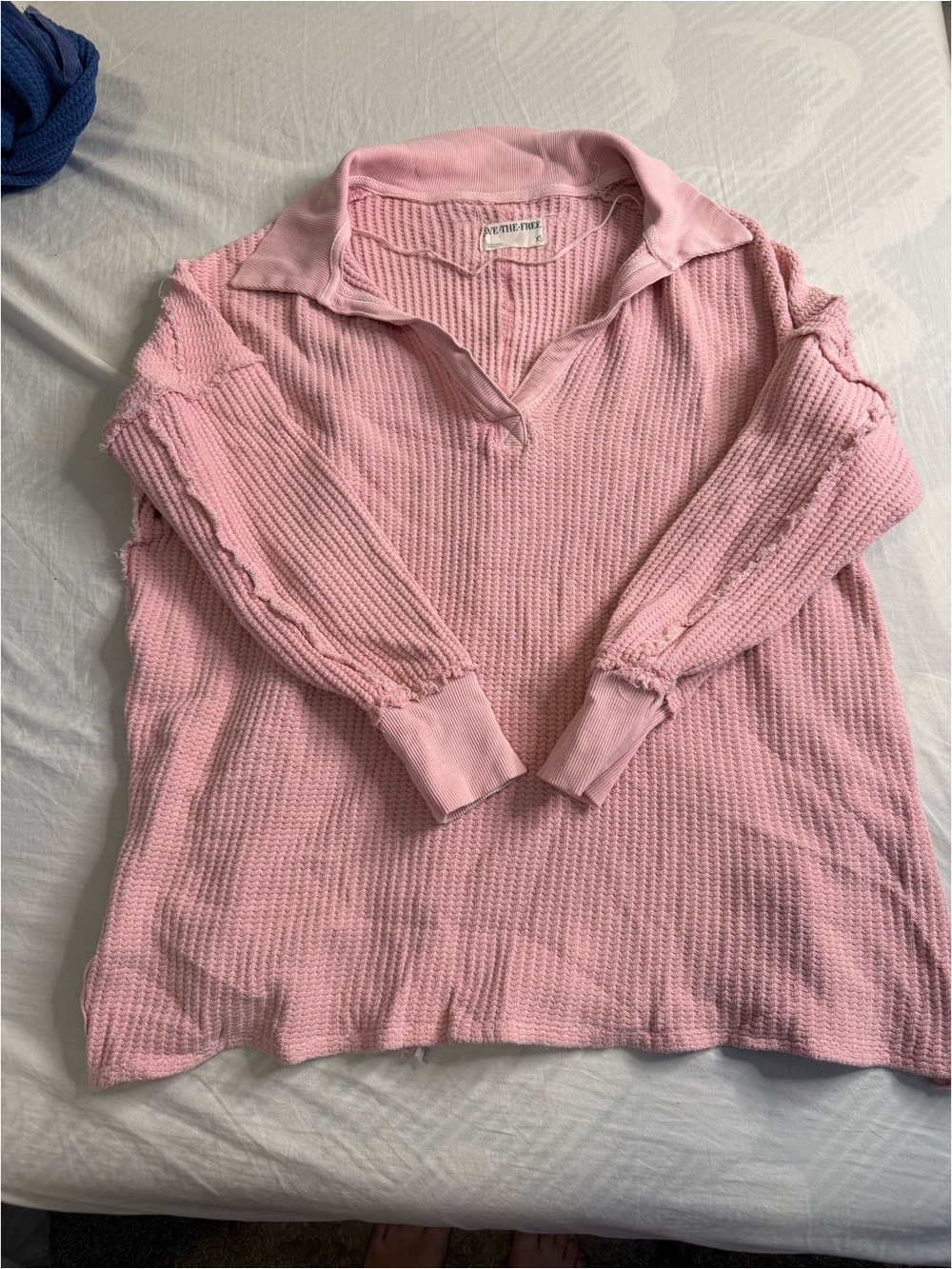 Pink Collared Waffle Knit Sweater